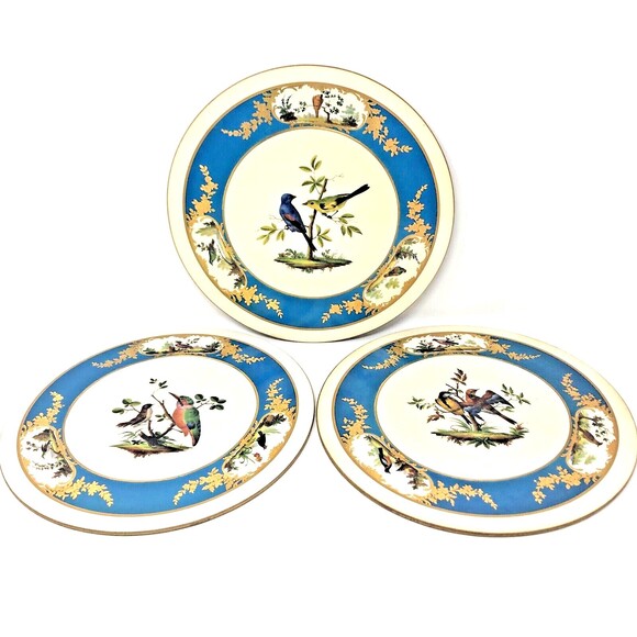 VTG Clover Leaf Wild Bird Cork Trivet Hot Pad  King Fisher Golden Finch Set Of 3 - Picture 2 of 12